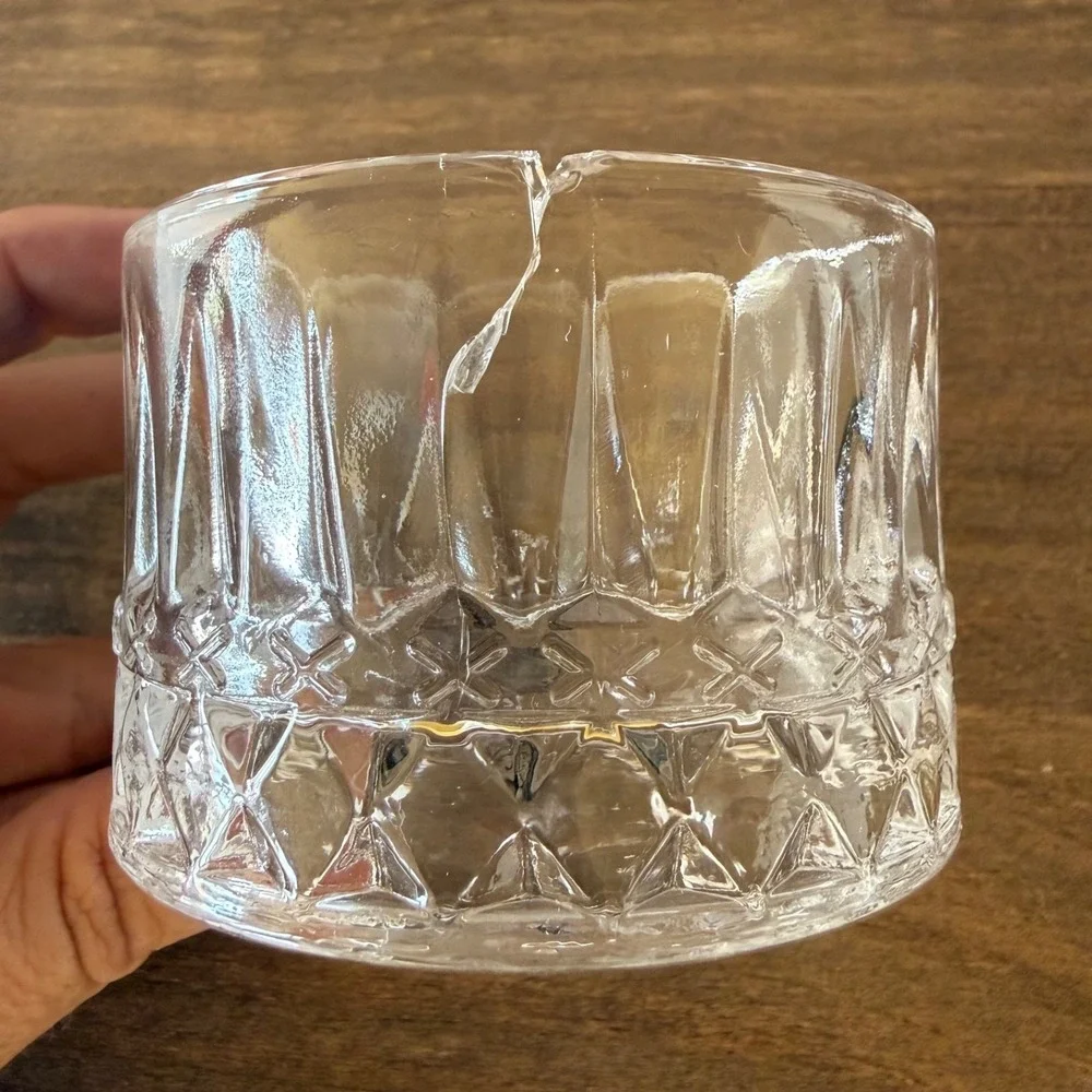 Vintage Turkish Cut Glass Canister Jar Vase Diamond‎ Pattern As Is